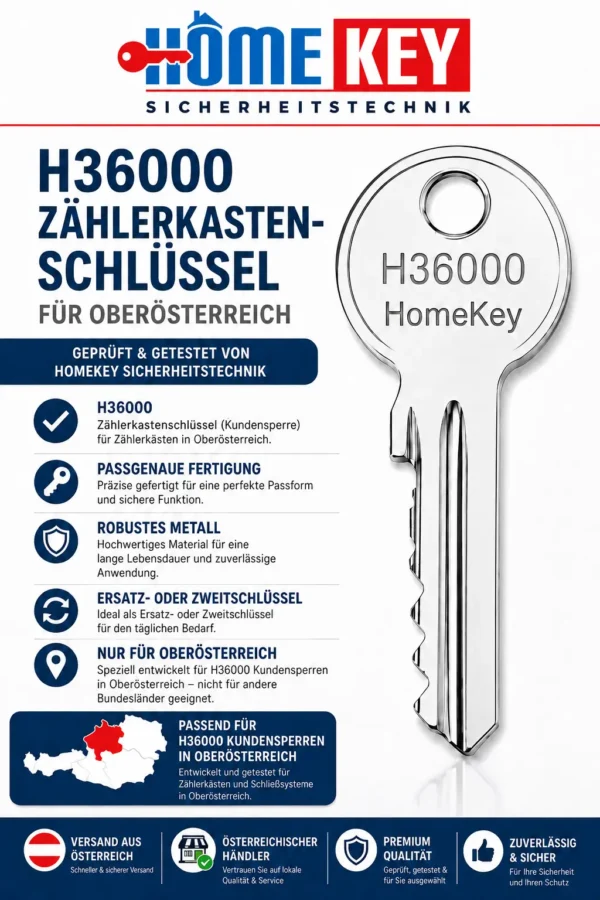H36000 Schlüssel für Zählerkastensperre Oberösterreich H36000 Schlüssel für Zählerkastensperre Oberösterreich