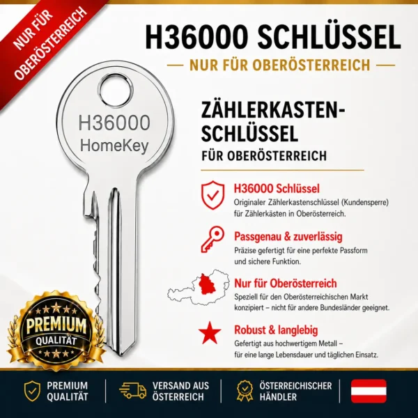 H36000 Schlüssel für Zählerkastensperre Oberösterreich,Kundensperre Stromzählerkasten H36000